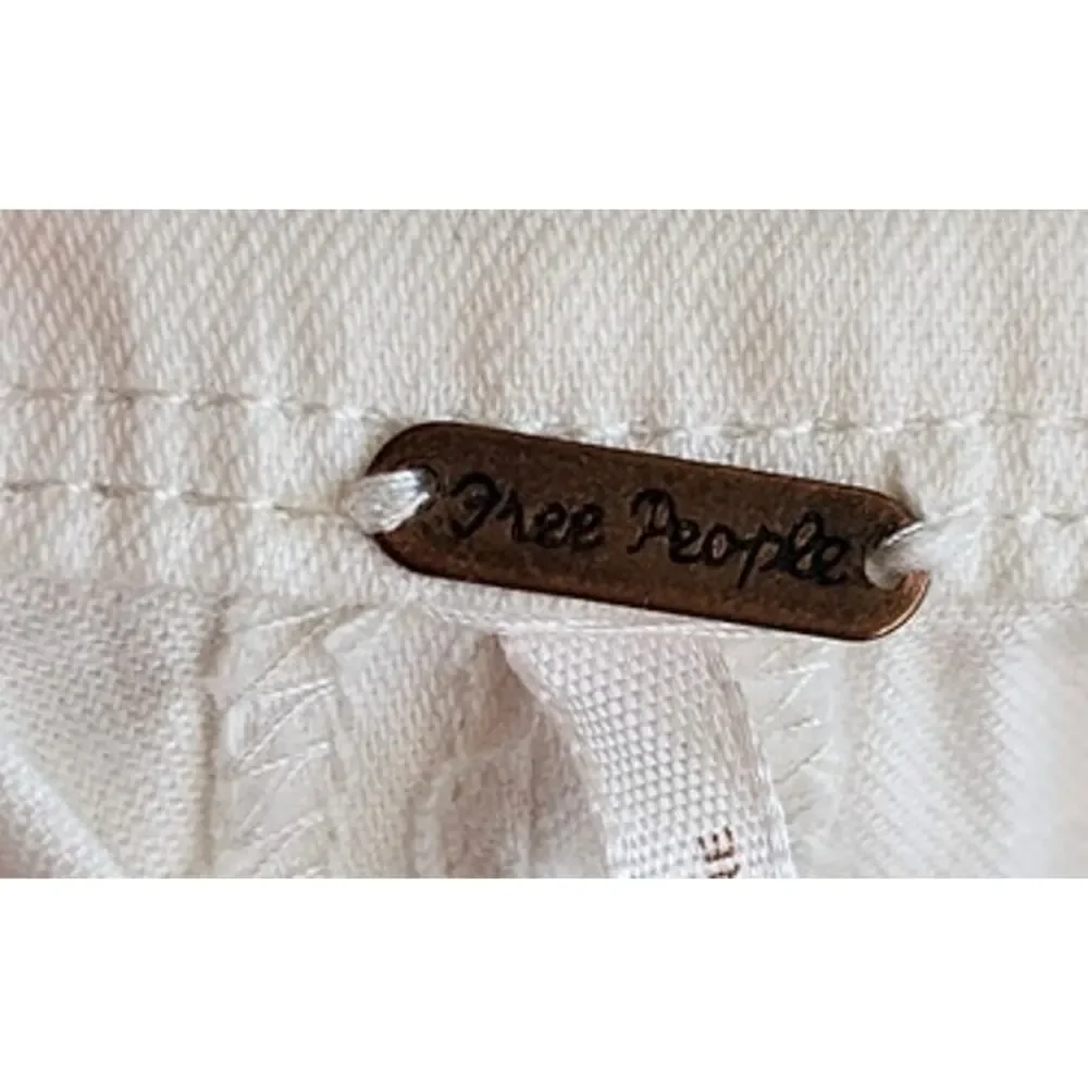 Free People Sun Valley Jumpsuit Overalls Wide Leg Ruffle Strap Ivory Womens Sz 6 - Picture 4 of 8